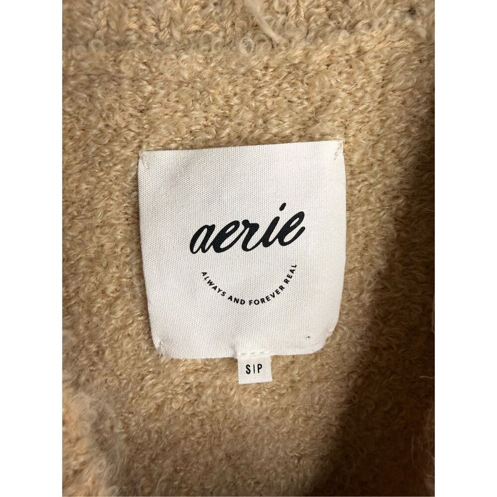 Aerie Teddy Boucle Tan V Neck Oversized Sweater Size Small NWOT - Picture 5 of 5